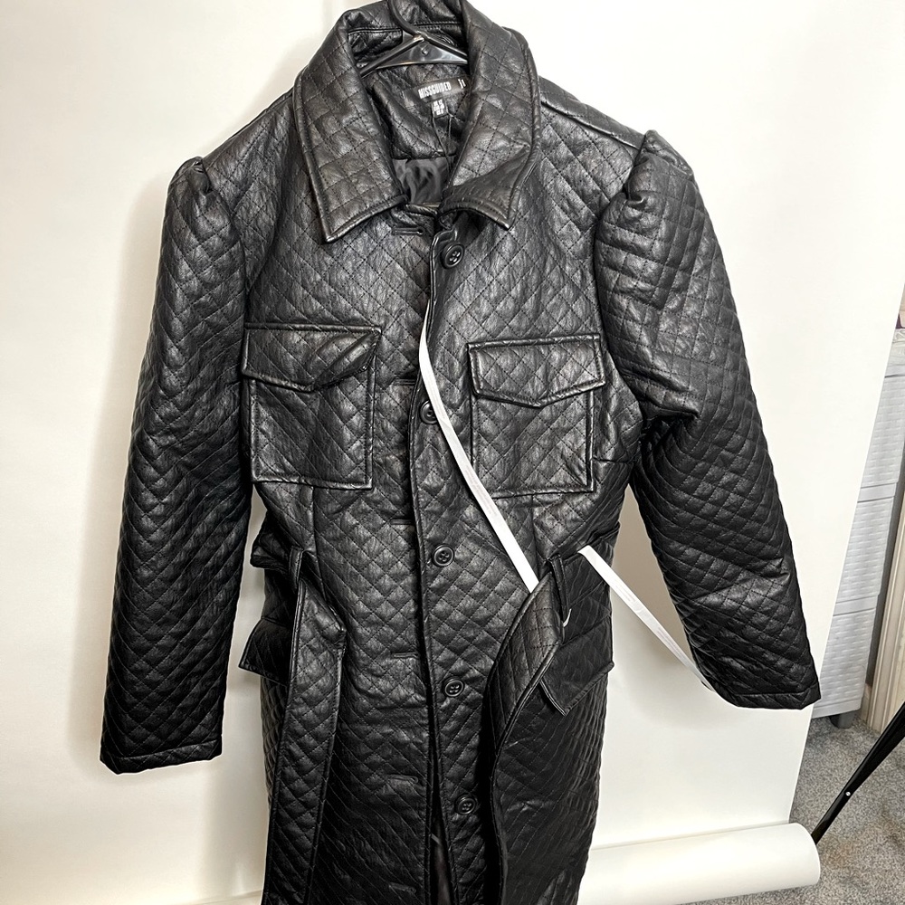 faux leather trench coat